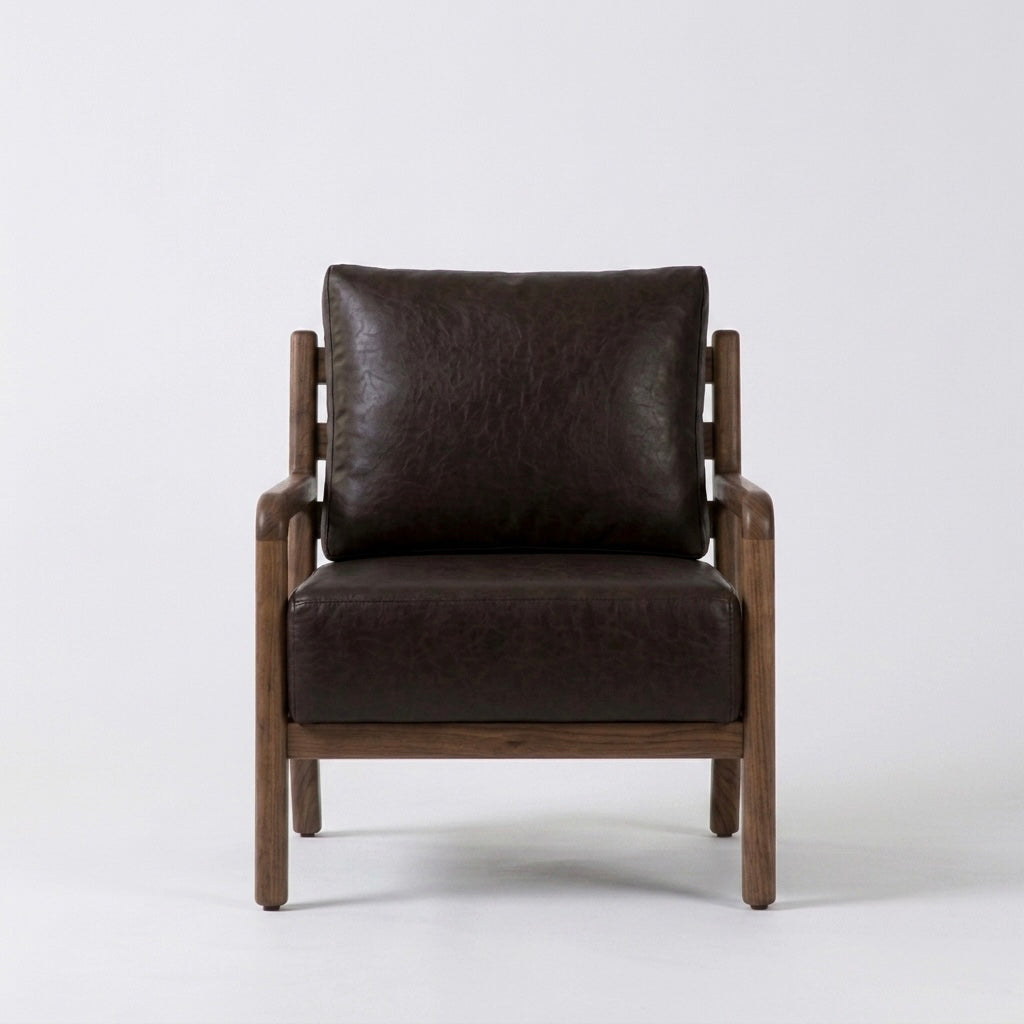 Heritage Solid Wood Leather Arm Chair