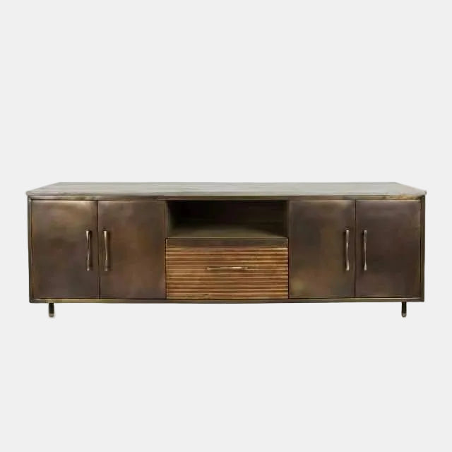 Aura Brass-Accent Solid Wood TV Stand