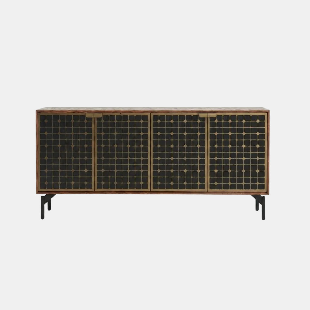 Noir-Ash Grid Cabinet