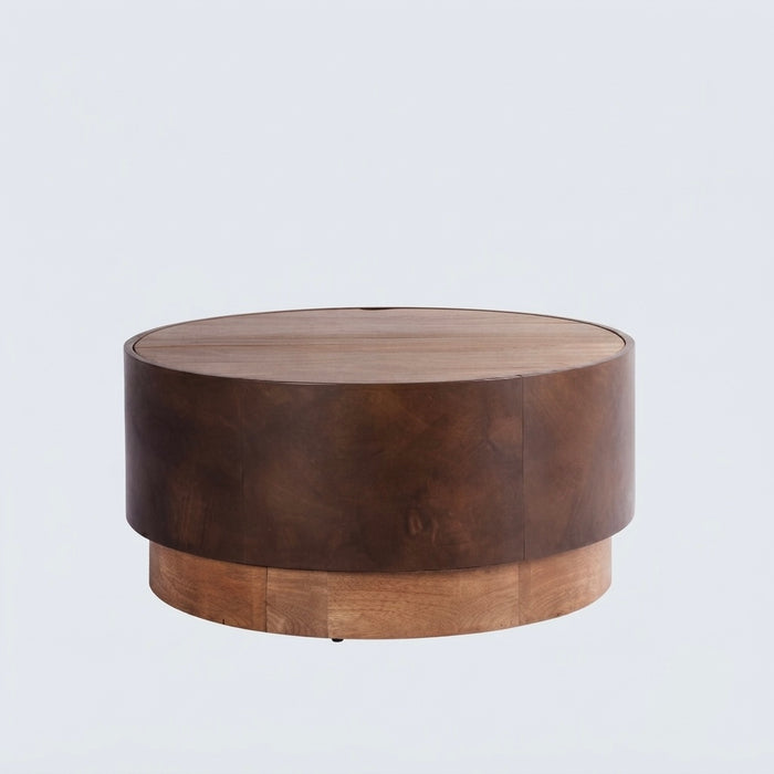 Legacy Leather-Clad Round Coffee Table