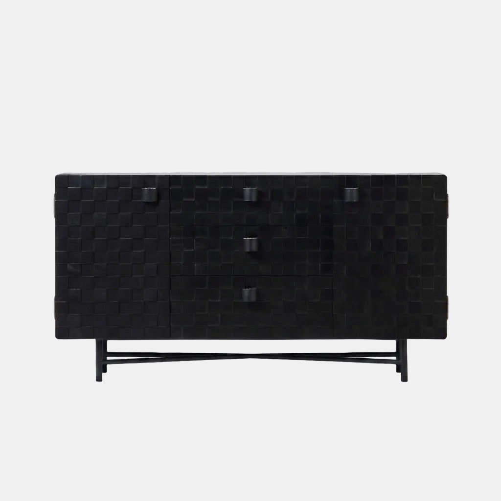 Noir-Grid Solid Wood Cabinet