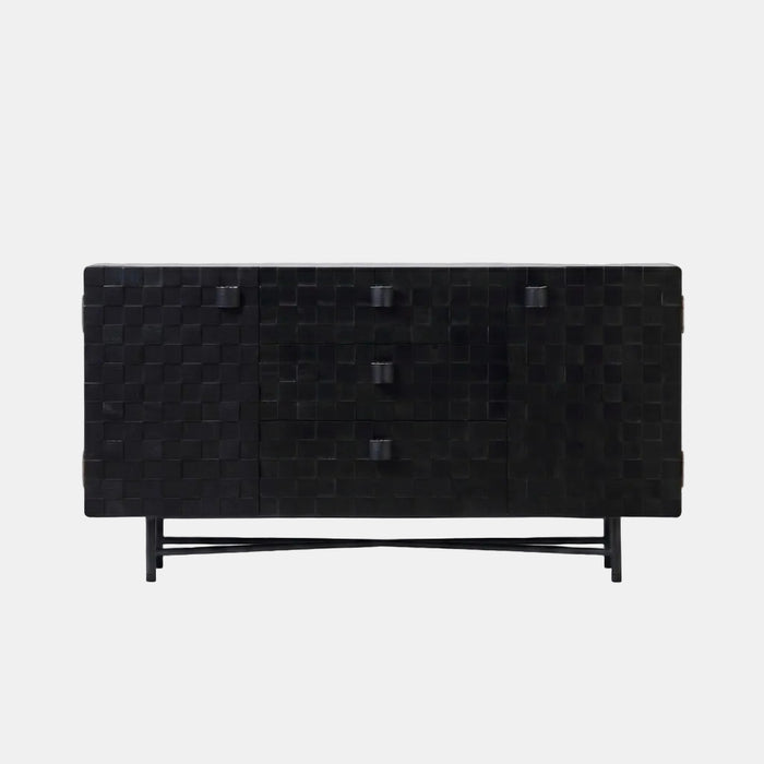Noir-Grid Solid Wood Cabinet