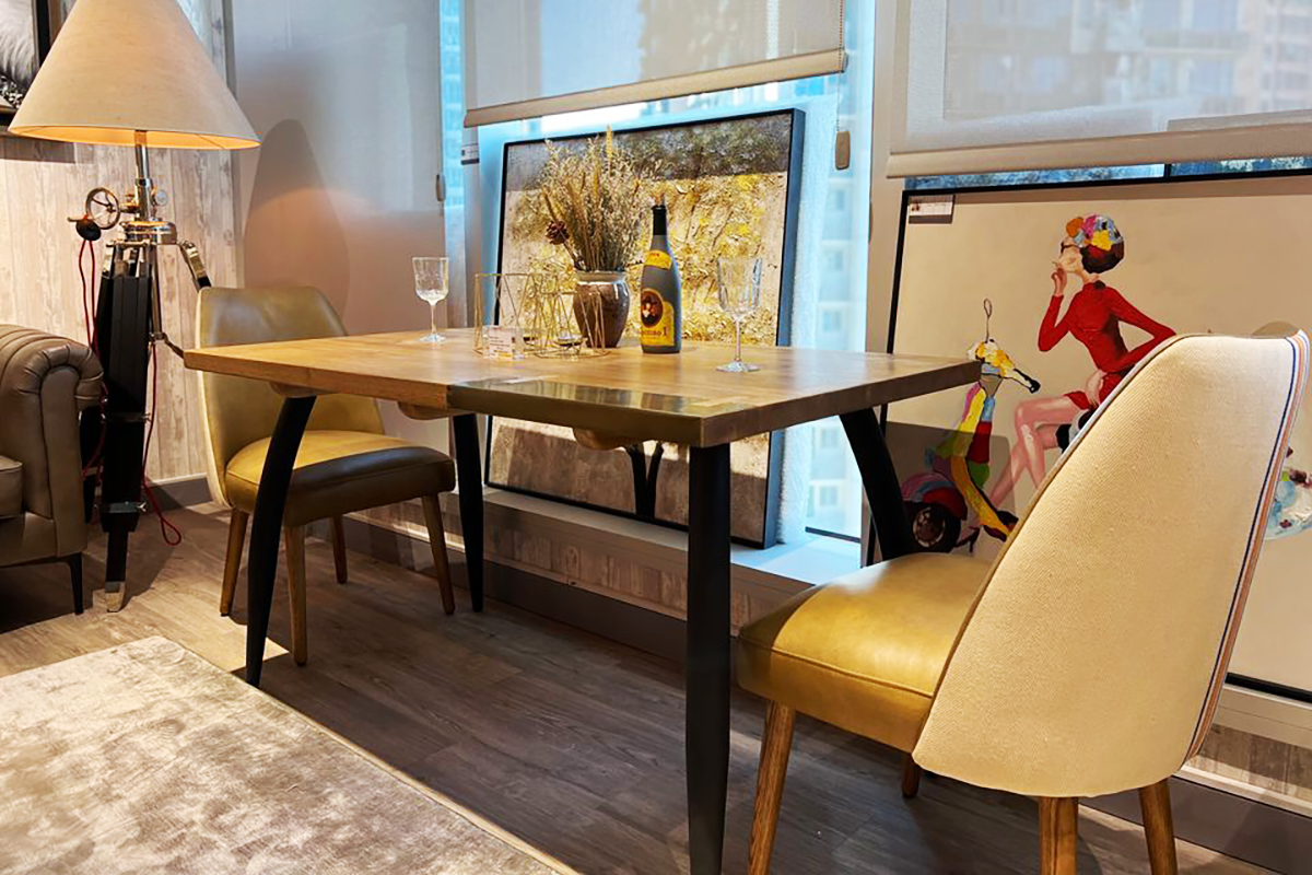 Vera Rubber Wood Industrial Dining Table