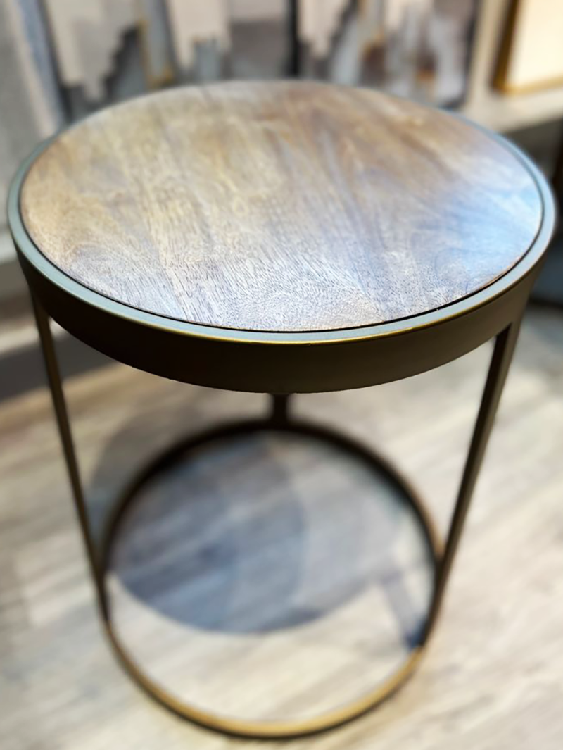 Ember Solid Wood Brass Side Table
