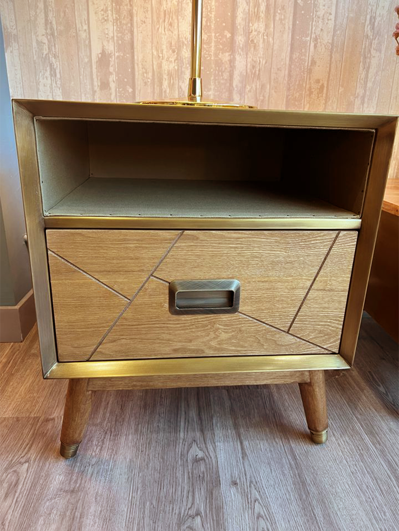 Stan Rubber Wood & Brass Lamp Table