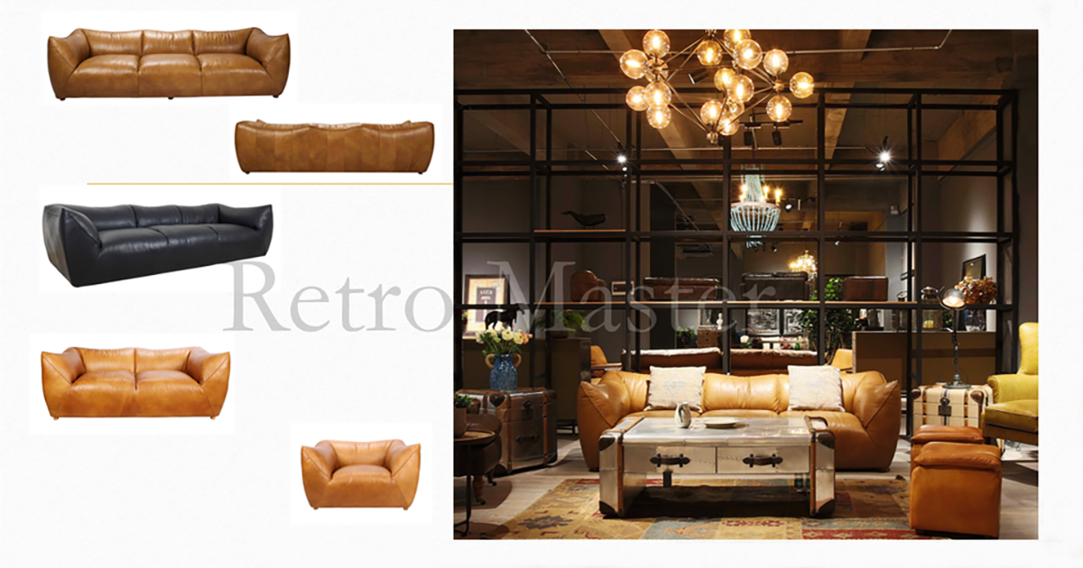 Gavin Leather Three-Seater Sofa