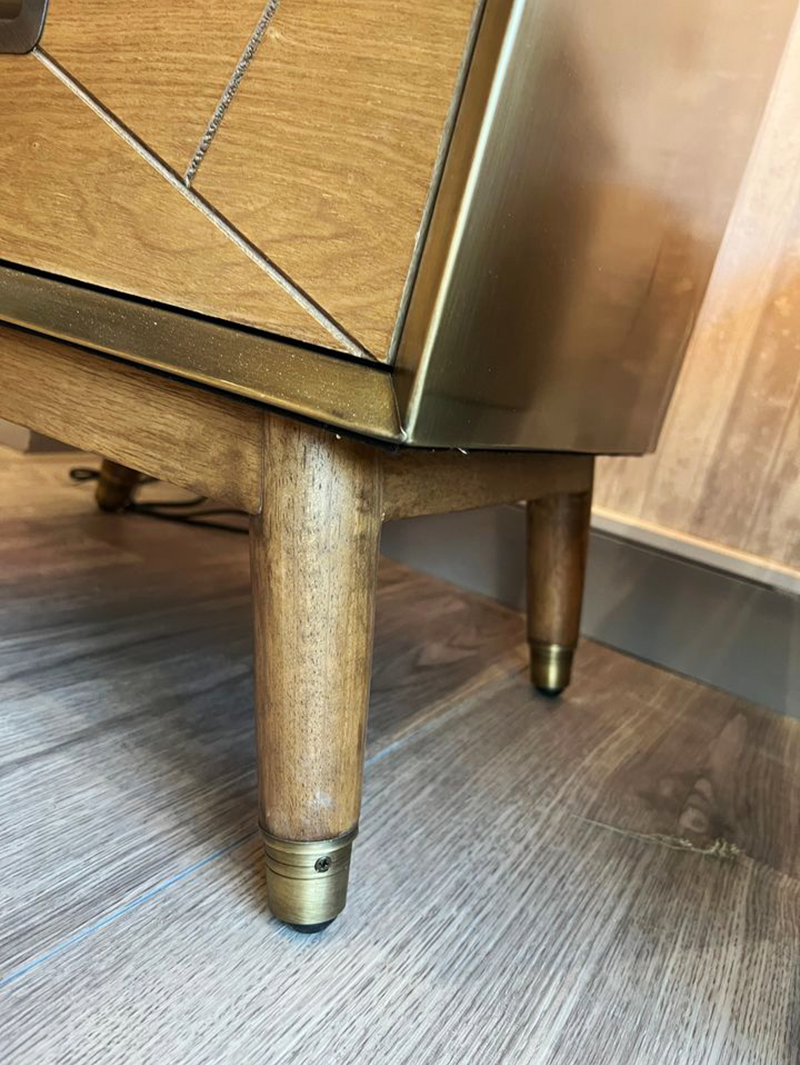 Stan Rubber Wood & Brass Lamp Table