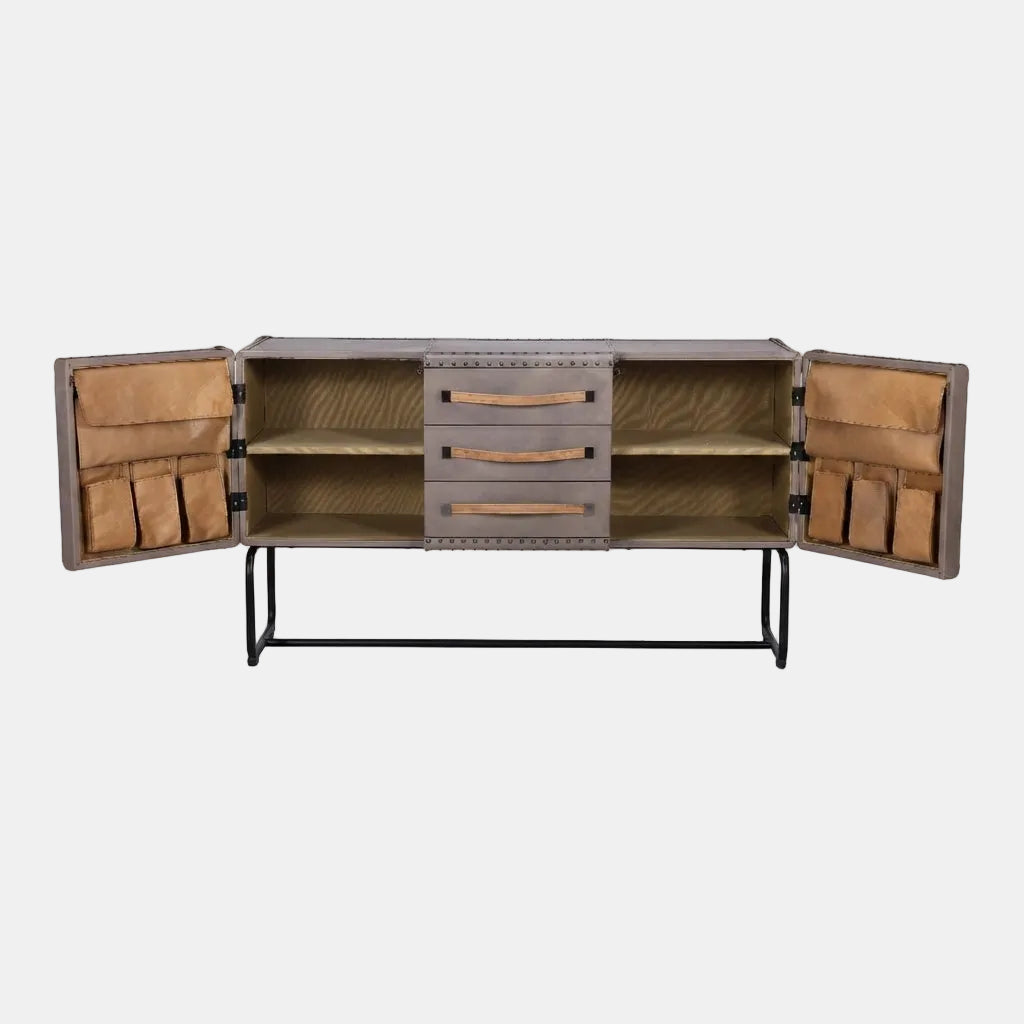 Saddle-Frame Leather Cabinet