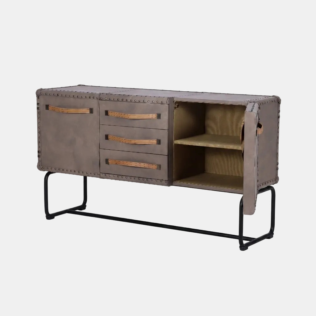 Saddle-Frame Leather Cabinet