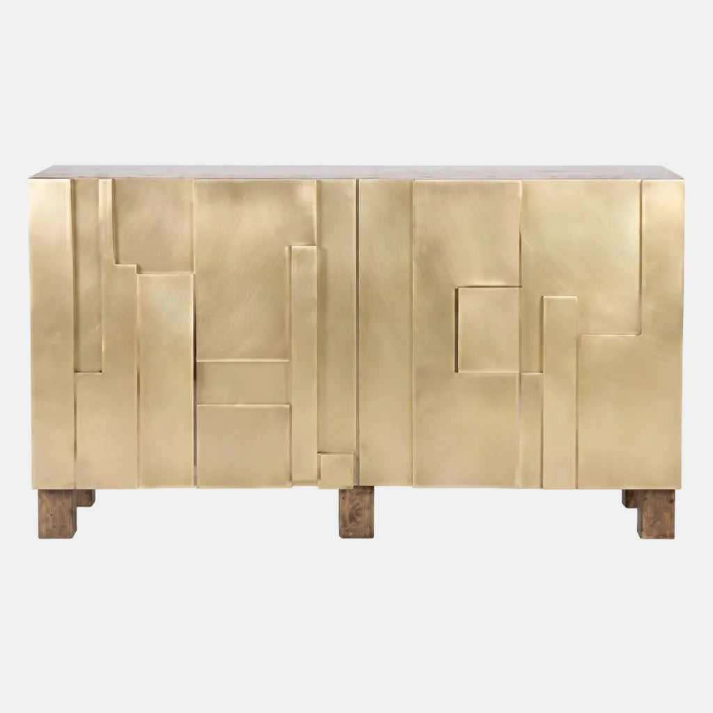 Strata-Brass Rubber Wood Cabinet