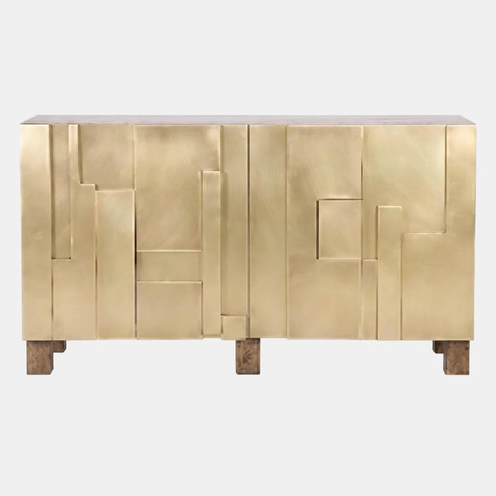 Strata-Brass Rubber Wood Cabinet
