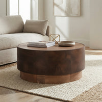 Legacy Leather-Clad Round Coffee Table