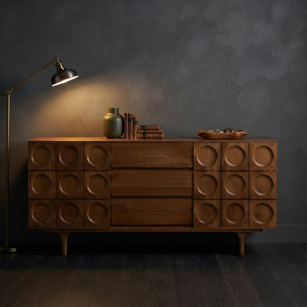 Circle-Relief Poplar Cabinet
