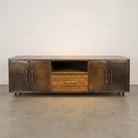 Aura Brass-Accent Solid Wood TV Stand