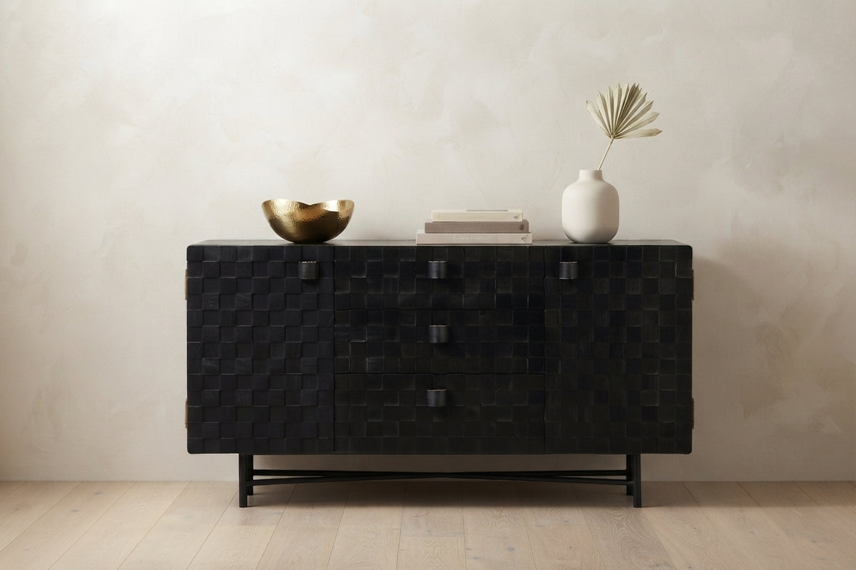Noir-Grid Solid Wood Cabinet