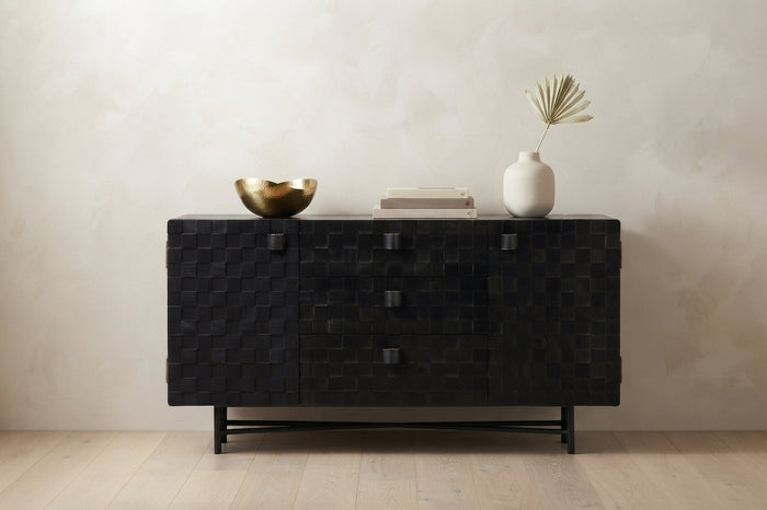Noir-Grid Solid Wood Cabinet