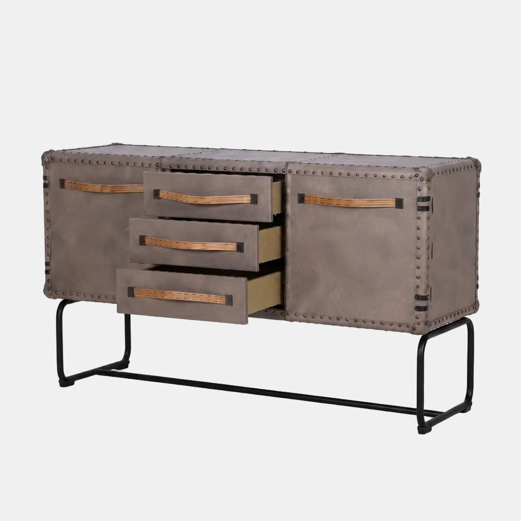 Saddle-Frame Leather Cabinet