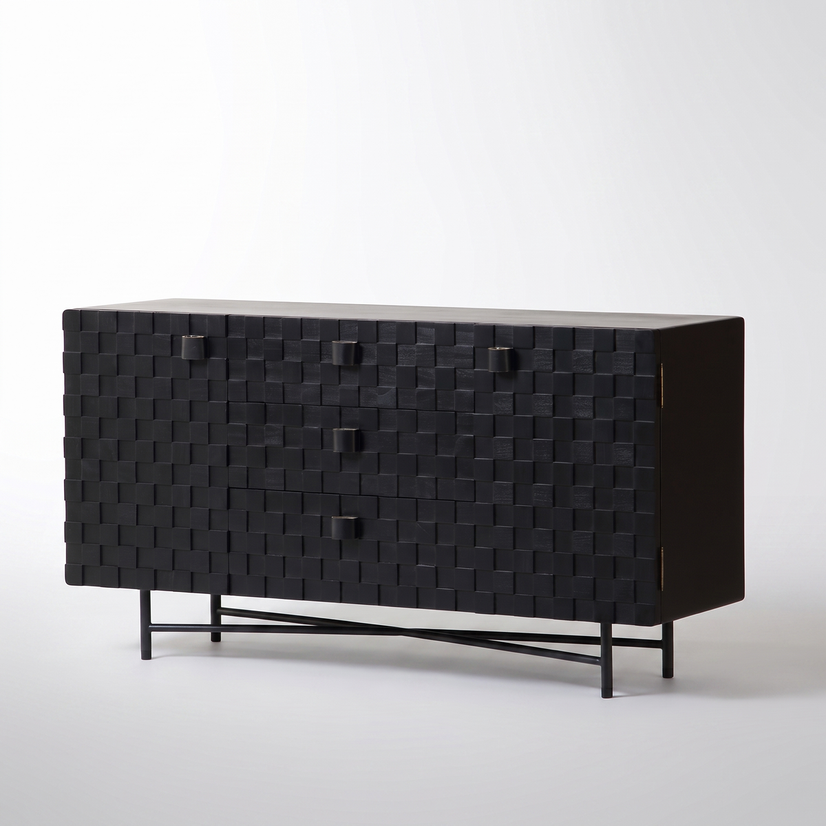Noir-Grid Solid Wood Cabinet