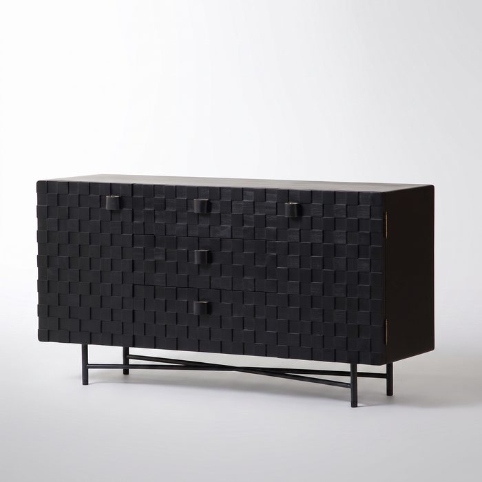Noir-Grid Solid Wood Cabinet
