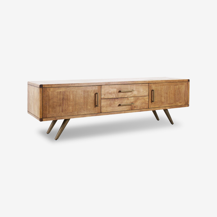 Retro-Chic Rubber Wood TV Stand