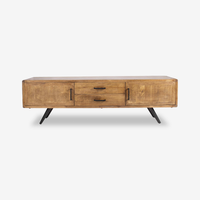 Retro-Chic Rubber Wood TV Stand