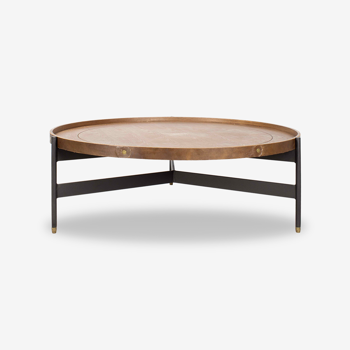 Dual-Layer Solid Wood Metal Coffee Table