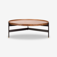 Dual-Layer Solid Wood Metal Coffee Table