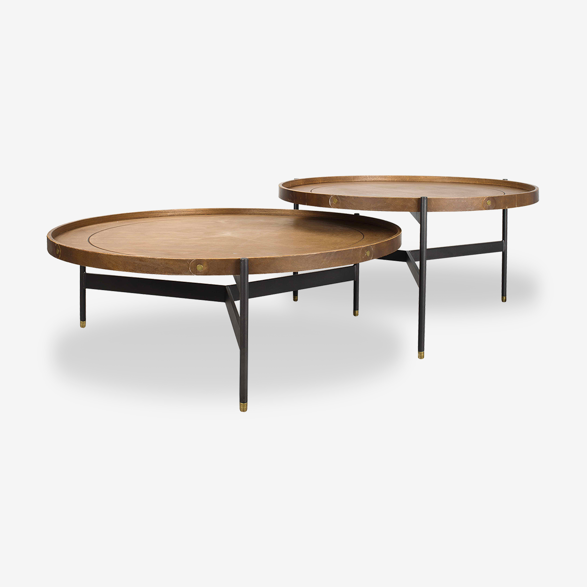 Dual-Layer Solid Wood Metal Coffee Table