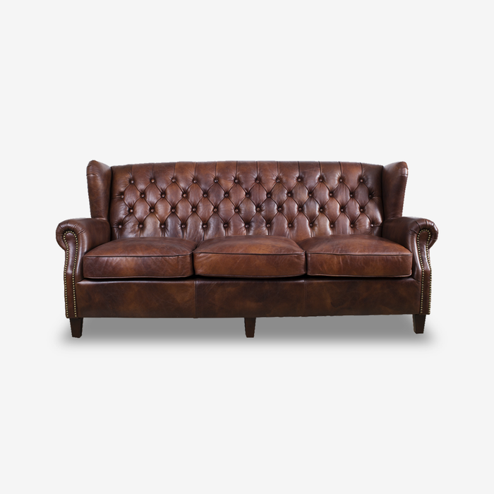 Alison Chesterfield Leather Sofa
