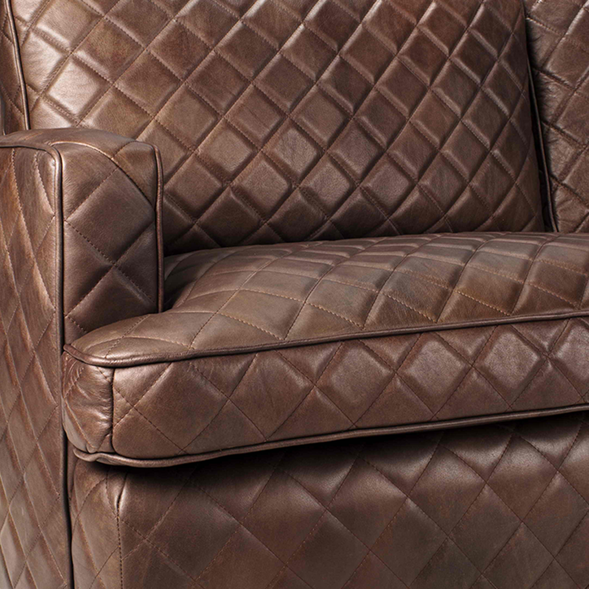 Frank Diamond-Stitch Leather Sofa