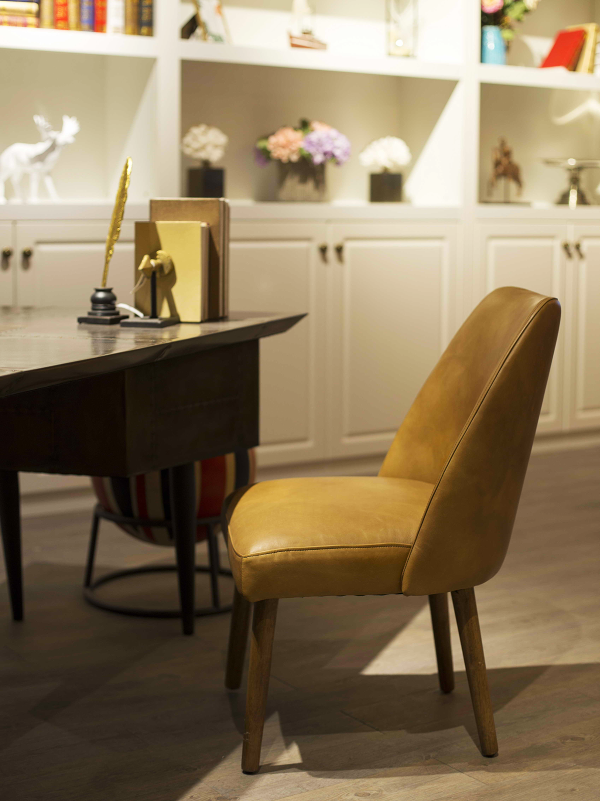 Emmy Leather Solid Wood Dining Chair