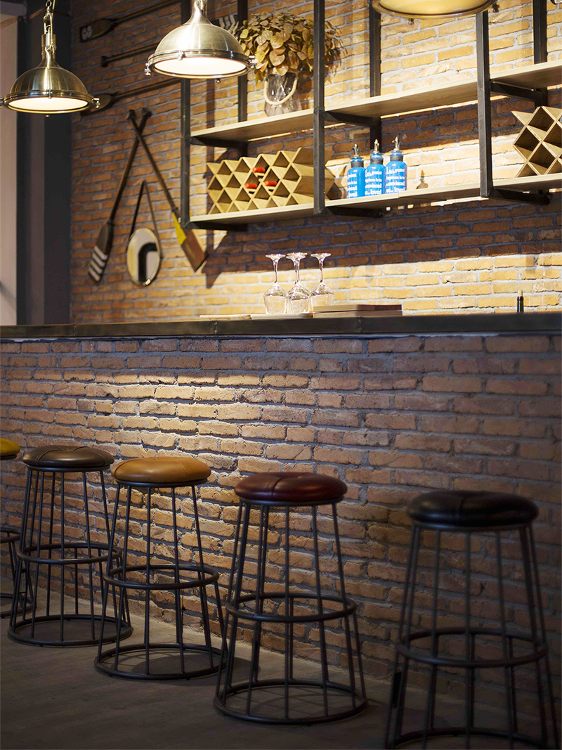 Melva Leather Industrial Bar Stool