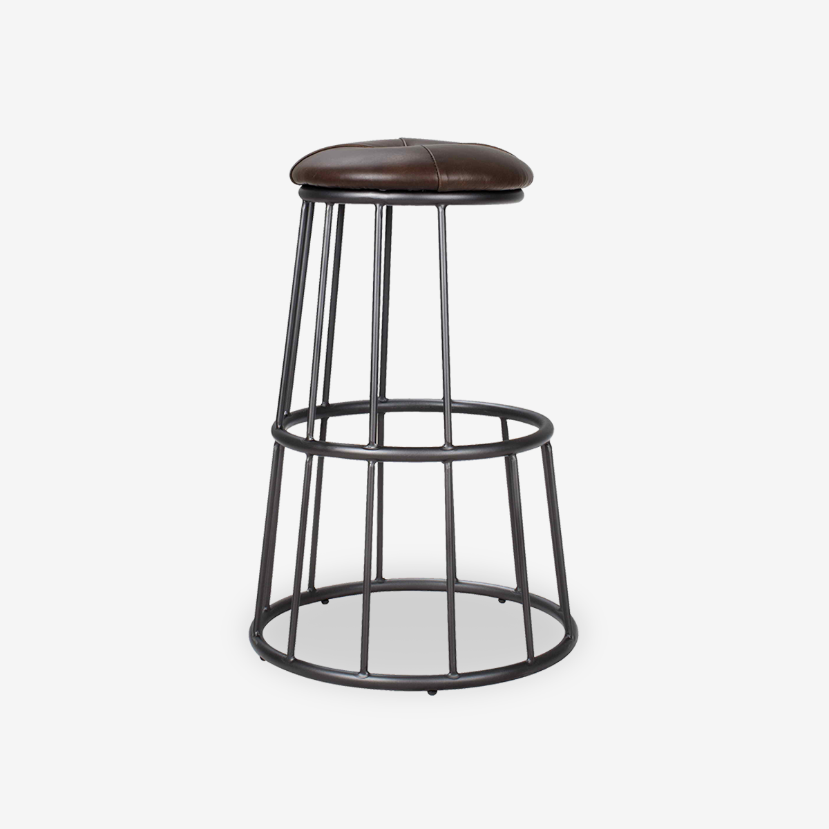 Melva Leather Industrial Bar Stool