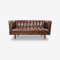 Elly Channel-Tufted Leather Sofa