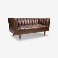 Elly Channel-Tufted Leather Sofa