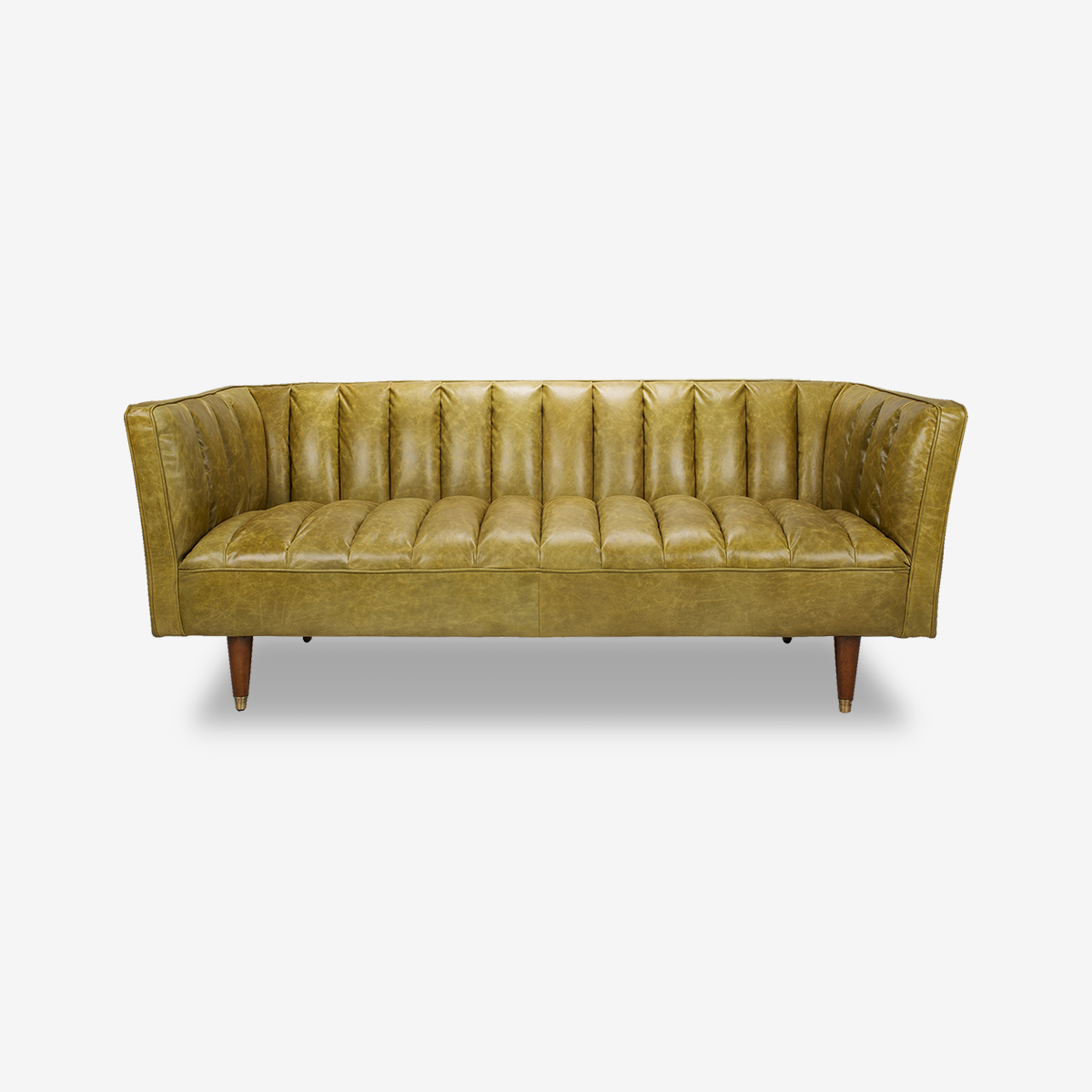 Elly Channel-Tufted Leather Sofa
