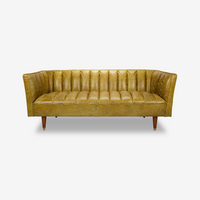 Elly Channel-Tufted Leather Sofa