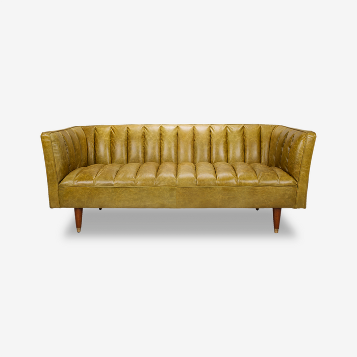 Elly Channel-Tufted Leather Sofa