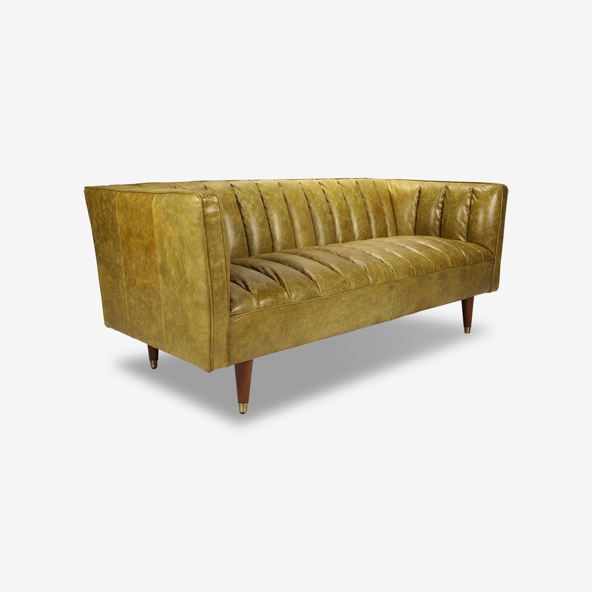 Elly Channel-Tufted Leather Sofa