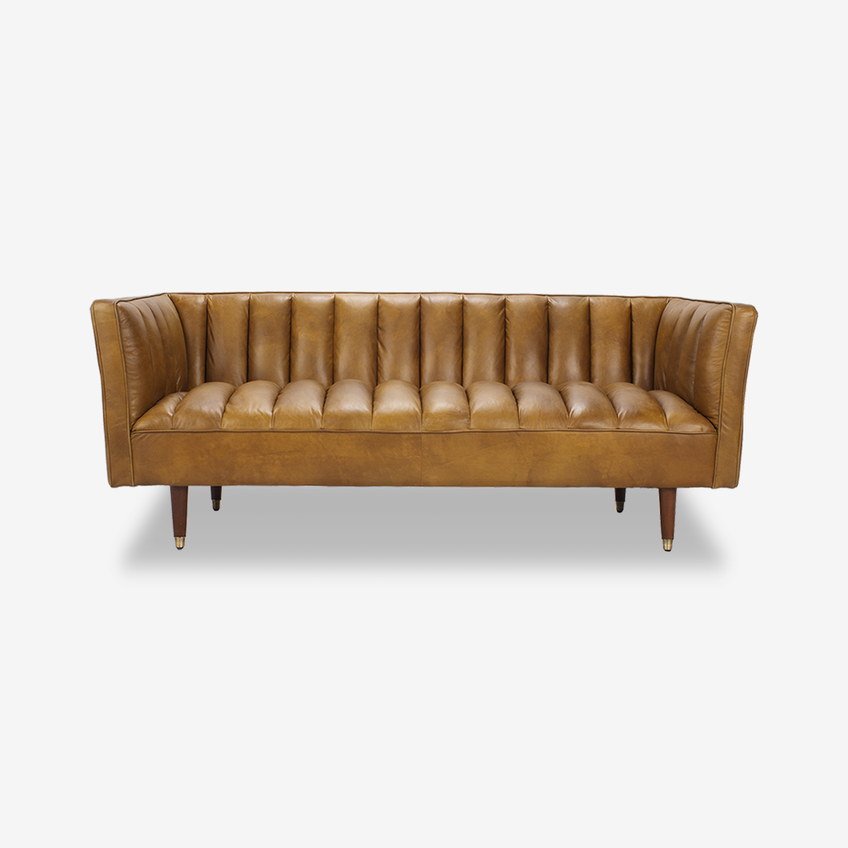 Elly Channel-Tufted Leather Sofa