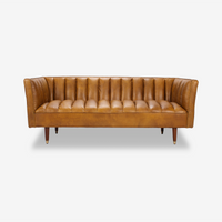 Elly Channel-Tufted Leather Sofa