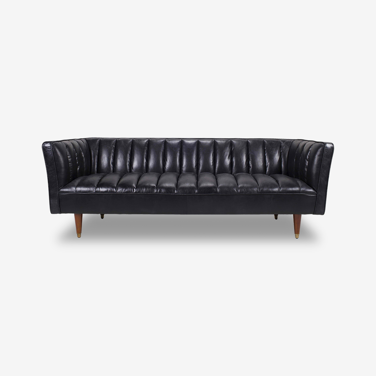 Elly Channel-Tufted Leather Sofa