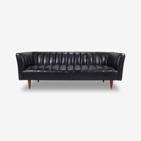 Elly Channel-Tufted Leather Sofa