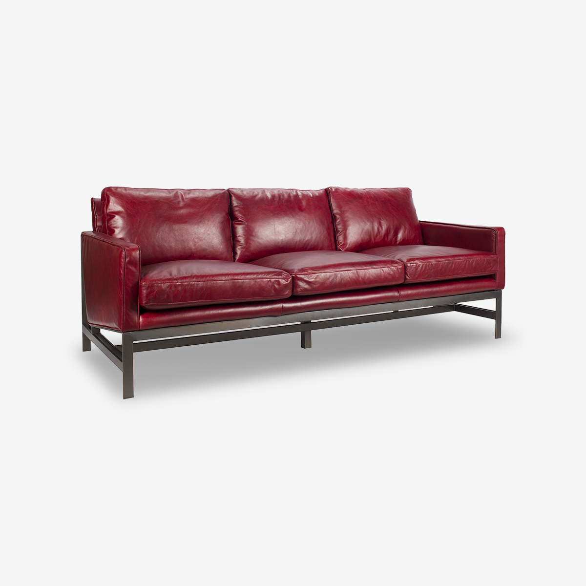 Frankie Leather Three-Seater Sofa