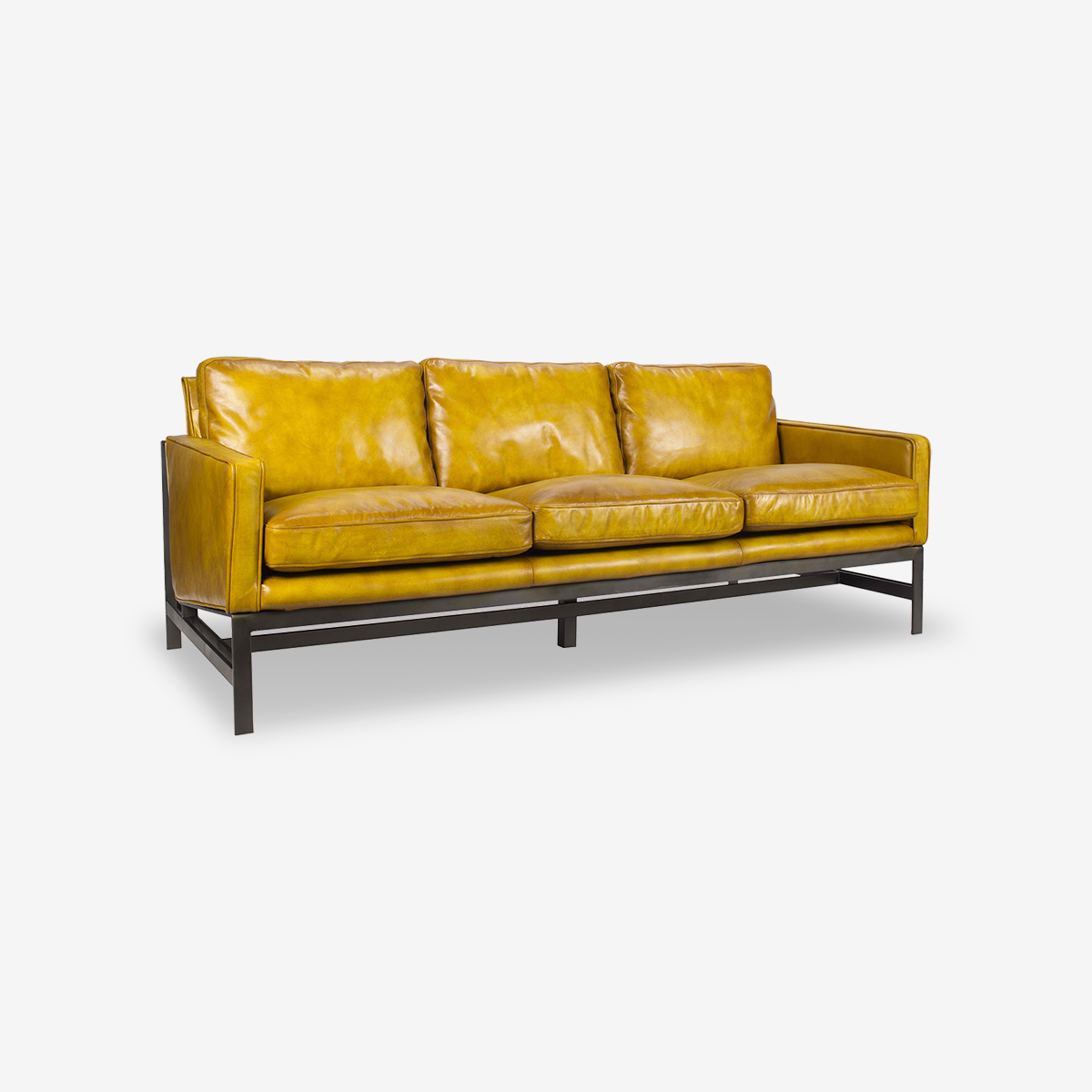 Frankie Leather Three-Seater Sofa