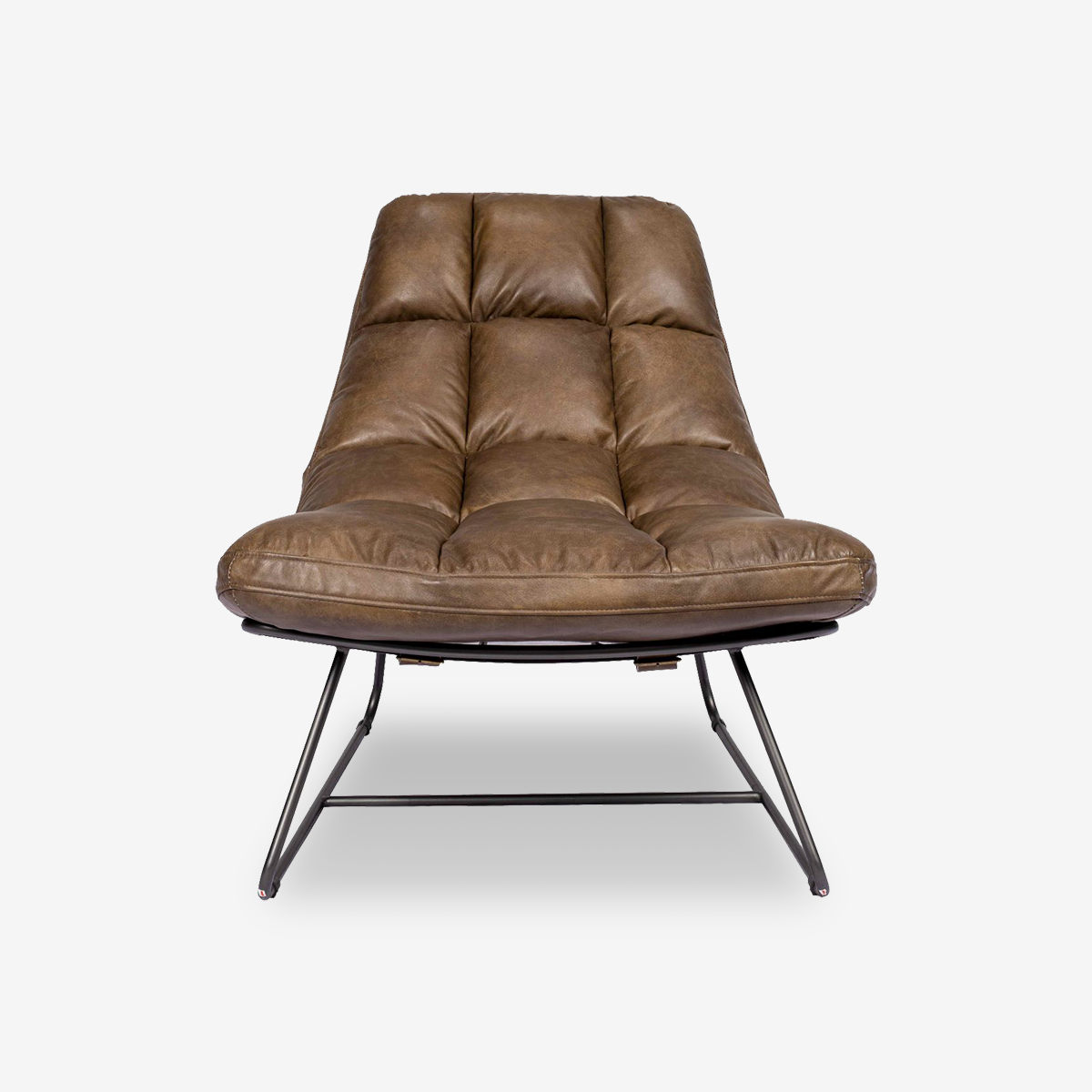 Quincy Industrial Leather Accent Chair