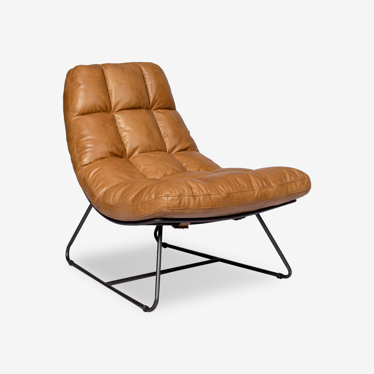 Quincy Industrial Leather Accent Chair