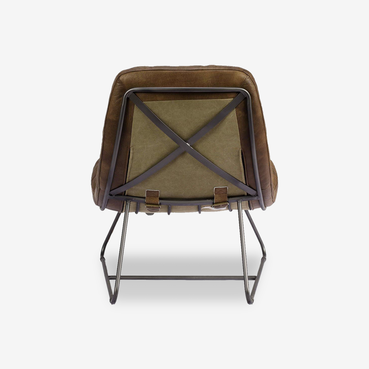 Quincy Industrial Leather Accent Chair