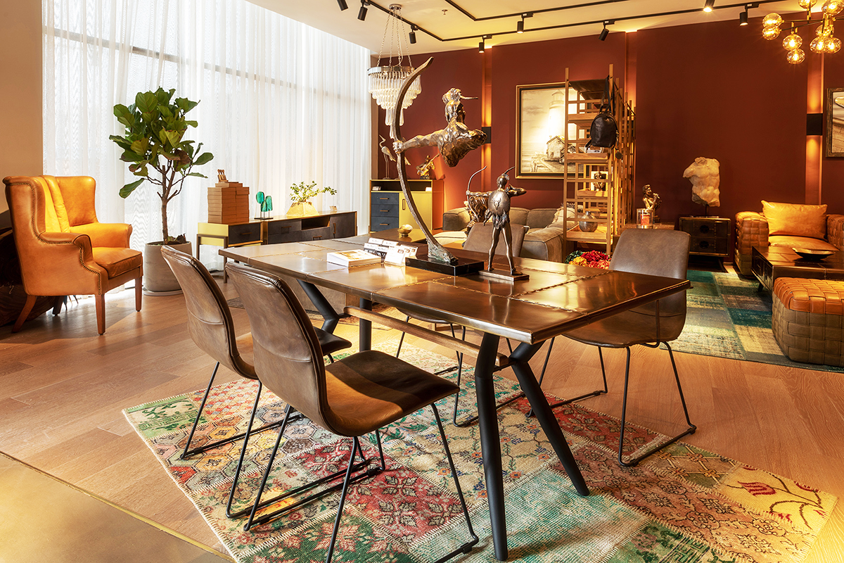 Viv Industrial Rubberwood Dining Table