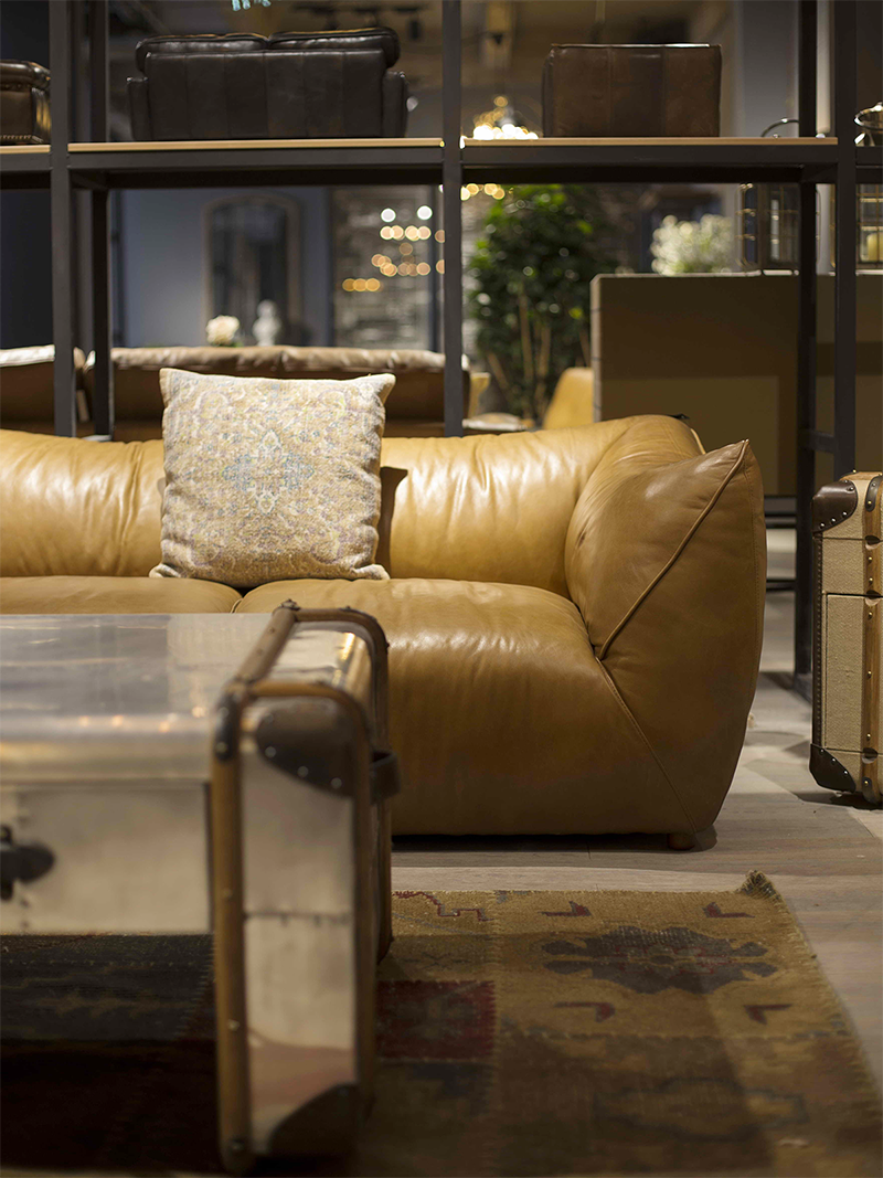 Gavin Leather Three-Seater Sofa